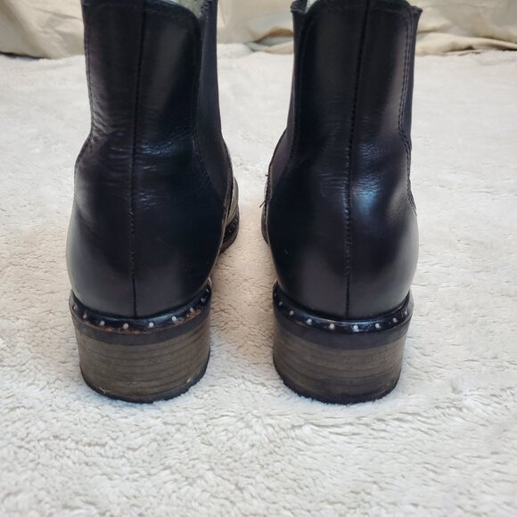 Ugg Black Leather Cavalari Gothic Biker Luxury Punk Moto Pull On Ankle Boots 8 - Picture 5 of 14